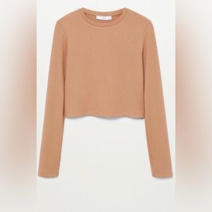Unworn Tags-On: Mango Camel Crop Long Sleeve Shirt - Size Large
